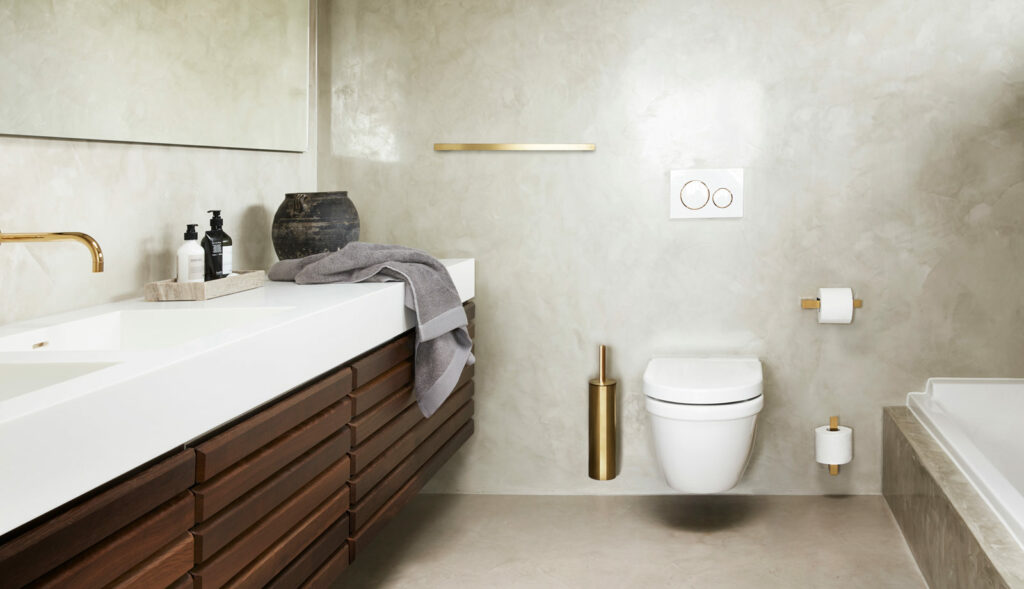 reframe toiletbrush wall towelbar brass web